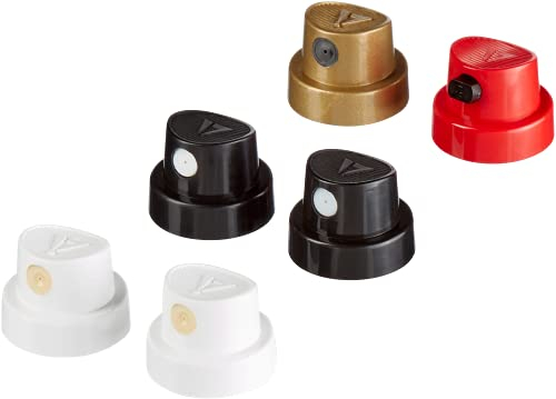 edding 5200 Permanent Spray Sprühkopf-Set - Set mit 6 Sprühköpfen - Austauschbare Sprühköpfe in 4 verschiedenen Sprühbreiten – Von feinen Linien (1 cm) bis zu großen Flächen (14 cm)