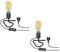 ledscom.de 2 Stück Tischlampe TRIN Lampen-Fassung schwarz Stecker Schalter + E27 LED Vintage gold max. 814lm extra-warmweiß 3-Stufen