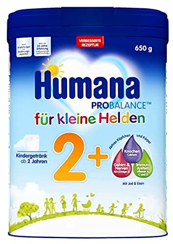 Humana Kindergetränk 2+, ab 2 Jahren, Milchpulver für Kindermilch, nährstoffreiche Milch für Kleinkinder, als gelegentliches Milchgetränk oder zur Mahlzeit, 650 g