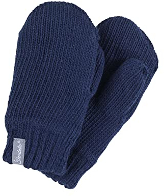 Sterntaler Unisex Kinder Fäustel Strick Handschuh - Baby Fäustlinge Winter, Handschuhe Gefüttert Mit Fleece - Marine, 2