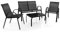 COSTWAY Ensemble Salon de Jardin 4 Pièces en Acier, 2 Fauteuils, 1 Canapé et 1 Table Basse en Verre, pour Jardin,Terrasse, Piscine, Patio, Balcon, en Tissu, Gris