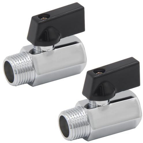 Joywayus 2 Stück Absperrventil Messing Kugelhahn 3/8 Zoll NPT Stecker x NPT Buchse Standardanschlüsse mit poliertem Chrom-Finish