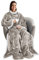 Catalonia Classy Tragbare Decke mit Ärmeln und Fußtaschen, Bequeme Kuscheldecken für Frauen, Erwachsene, Männer, Fleece, warme, gemütliche Decke, Geschenkideen