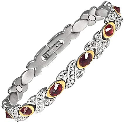 EnerMagiX Titan-Magnetarmbänder für Herren, Titan-Rubin-Armband mit Magneten, Geschenk für Damen und Herren