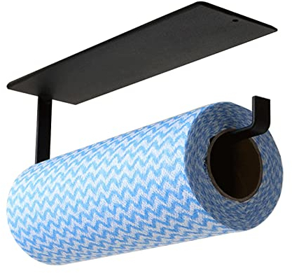 Kytpyi porta scottex, porta scottex da parete, porta scottex da appendere di carta autoadesivo montato a parete, senza trapano, porta rotolo da cucina da cucina per cucina, bagno, dispensa (nero)