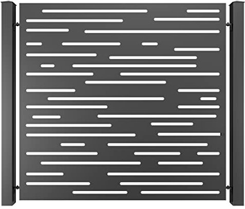 TODOME Panneau de clôture aluminium, modèle 31 noir(200 x 180)