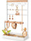 PAMANO Jewelry Organizer with Velvet Ring holder 12 Hooks Necklace Display, 5-Tier Jewellery Stand with Earring Holes Wooden Tray Bracelet Watches Dresser Storage