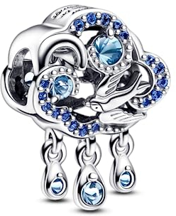 PANDORA Wolke & Schwalbe Charm aus Sterling-Silber mit Cubic Zirkonia in der Farbe Silber-Blau, PANDORA Moments Kollektion, 792569C01