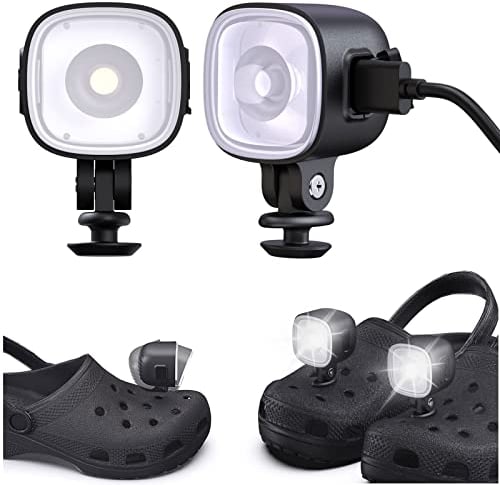 Gorger 2 Faros Delanteros para Croc, Luces LED Recargables de Cocodrilo IPX6 Impermeables para Decoración de Zapatos de Cocodrilo, Luces de Zapatos Ajustable