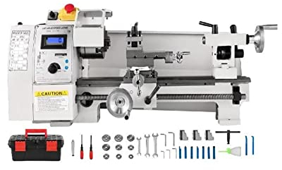 PAKLIF Mini-Metalldrehmaschine (210 * 350 mm) 650 W mit Variabler Geschwindigkeit for die DIY-Metallbearbeitung, Drehen, Bohren, Gewindeschneiden, Fräsen