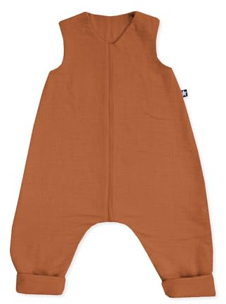 Julius Zöllner Schlafoverall Jumper Musselin, 0,5 TOG, waschbar bei 40°C, Made in Germany, OEKO TEX Standard 100, rost, Gr. 92