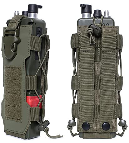 Laser Cut Design Molle Radio Pouch Holder & Molle Adjustable Water Bottle Holder 40 oz,Black/Green/Coyote Tan Tactical Bottle Pouch for Backpack Belt