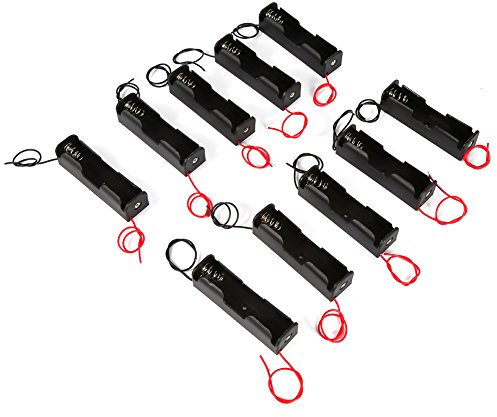 Agatige 10PCS Battery Holder, 3.7V Single 18650 Battery Holder with Wire Lead Plastic Battery Storage Box Case Holder for Wall Clocks Ham Radio Kids Toys