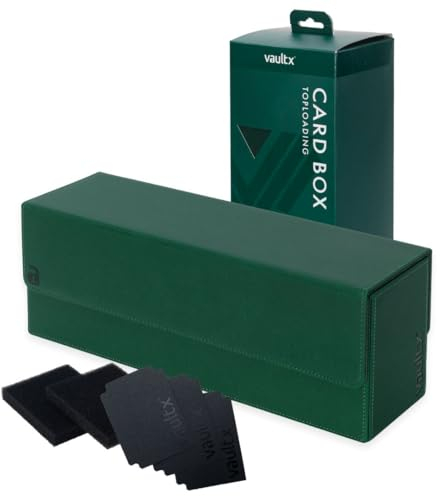 Vault X Trading Card Storage Box, Premium Exo-Tec Material, Detachable Magnetic Lid, Dividers & Foam Fillers, Organise Deck Boxes, Toploaders, Sleeved Cards, for Collectible Games, Sports, TCG (Green)