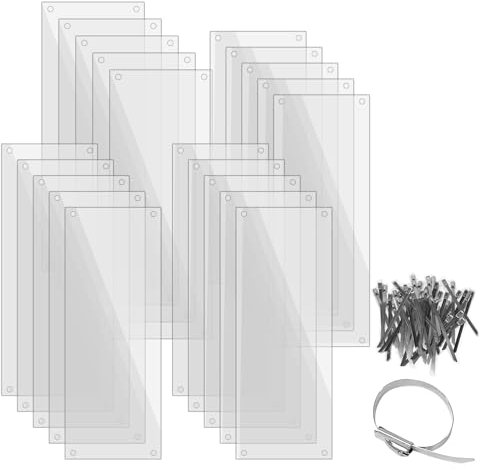 20 Stück Transparente Kunststoff-Urinabwehrplatten 15 x 40cm mit 100 Edelstahl-Kabelbindern – Verhindert Urinleckagen für Kaninchen, Meerschweinchen, Hamster, Chinchillas und andere Kleintiere