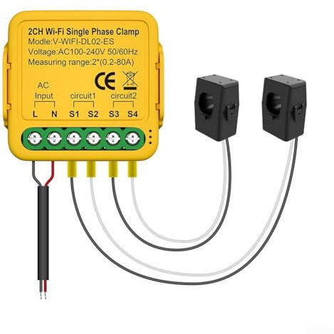 CARMOTTER per Tuya Smart Power Monitor, misuratore di potenza WiFi da 100 A con morsetto trasformatore, misuratore di energia 110-240 V CA 50/60 Hz misuratore di potenza monitor (a due vie)