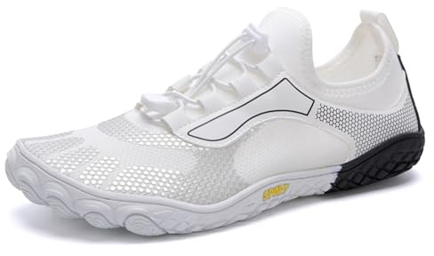 AONEGOLD Water Shoes for Men and Women - Barefoot Quick Dry Aqua Swim Yoga Lightweight Breathable Snorkeling Surfing Beach Fitness (White, Size 11.5)