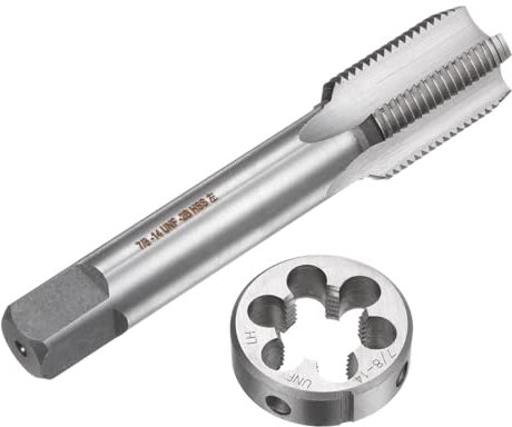 QUARKZMAN 2-teiliges Gewindebohrer- und Schneideisen-Set, 7/8-14 UNF Linksgewinde Gewindebohrer & Rundschneideisen, Gewindeschneidwerkzeug zur Reparatur von Muttern, Schrauben und Bolzen