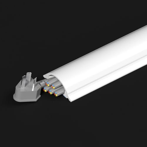 Kabelkanäle Kabelkanal Heat Resistant Wire Management , Pvc Cord Hider Cable Concealer For Desk Office Tv Easy To Instal , Self Adhesive, White With Slotted , With Adhesive, Size 39/47/59IN ( Color :