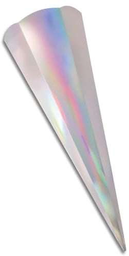 itenga Schultüten Rohling Zuschnitt aus stabilem Buntkarton glatt - 68cm - 6eckig - Schultüte Rohling zum Basteln (Silber irisierend)