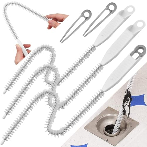 NAROSEBE 3 Pulizia Scarico Lavandino 45cm Spazzole Pulizia Fognature Spazzola Stura Lavandini per la Pulizia del Lavandino Pulizia Scarico Lavello Flessibile per Rimuovere Peli per Bagno Lavandino