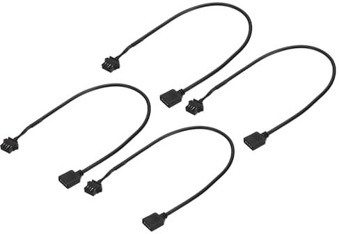 PATIKIL 12V 4 Pin to SM4P Female Splitter Cable, 4 Pcs PWM Fans RGB Power Cord ARGB Extension Connector Plug for Computer Chassis Motherboard, Black