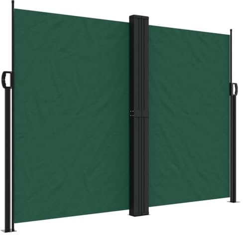 vidaXL Seitenmarkise, Sichtschutz Ausziehbar, Windschutz Sonnenschutz für Garten Balkon Terrasse, Seitenrollo Seitenwandmarkise, Dunkelgrün 180x600cm