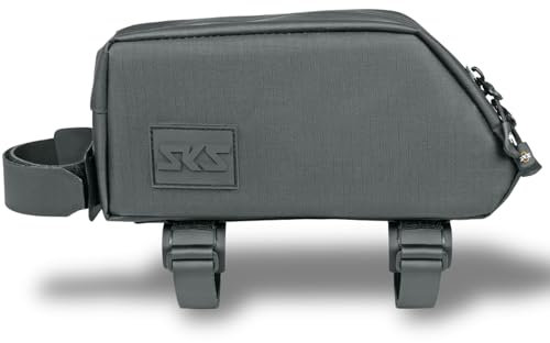 SKS GERMANY URBAN TOPTUBE Bag Oberrohrtasche für Fahrräder (Wasserabweisende Fahrradtasche, Kürzbare Klettstraps, Geschützte Kabeldurchführung), Schwarz