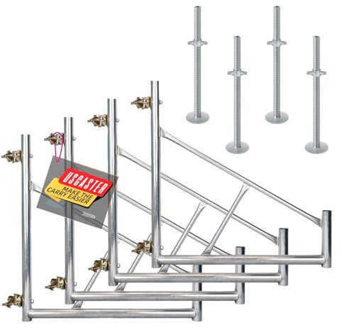USCaster Scaffolding Safety Outriggers Heavy Duty with Adjustable Leveling Screw Jack Set for Maxi Square Baker-Style Scaffold Tower Scaffolding, 4 Pack