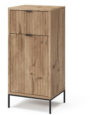 Vicco Midischrank Eliza, Badmöbel, Viking Oak, 40 x 87 cm mit Tür und Schublade