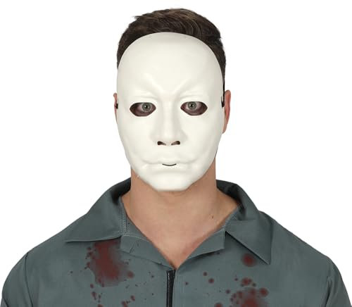 FIESTAS GUIRCA | Máscara de Hombre Blanco PVC - Accesorio de Disfraz para Halloween y Fiestas de Miedo - Ideal para Adulto Unisex - Blanco