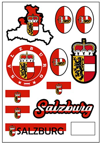 Daged Salzburg Österreich Aufkleber Karte Stickerbogen - Reiseaufkleber PKW Auto Motorrad Biker Flagge Fahne Deko AK