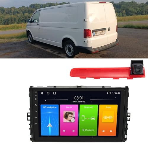 9 Zoll Touchscreen GPS Navigationsgerät für Auto,Wireless CarPlay und Android Auto Display+Bremslicht Rückfahrkamera für VW Multivan VI 6 Van SGF SGM SGN SHM SHN 2.0 TDI 2015/04-2020/12