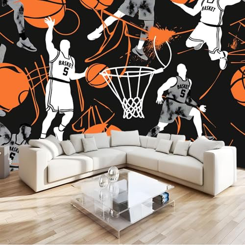 3D Mural Photo Wallpaper Sports Basketball Backdrop Wall Interior Decor Wallpaper 3D Panel Wall 200x140 cm Bathroom Restaurant Hall Living Room Hallway