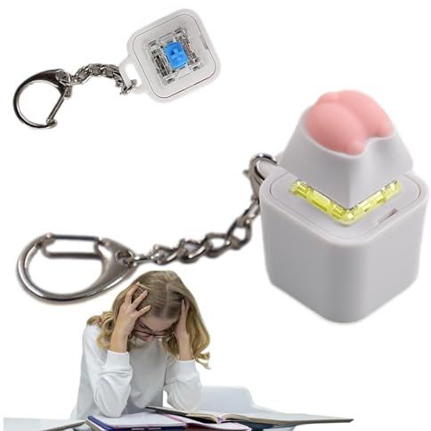 Fidget Keyboard Keychain - Key Cube with 6 Lights, Joke Toys for Mood Relief, Novelty Toys for Adults and Office Workers