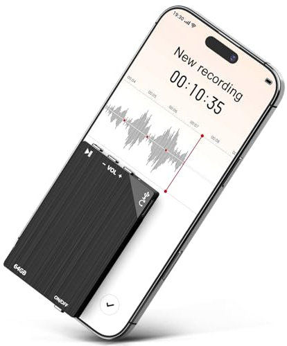Dictaphone Voice Recorder Device,64GB Portable Mini Recording Device with up to 80 Hours of Battery Life,Spy Microphone that can be used as an MP3 for Presentations, Lectures,Meetings and Classes