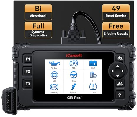 iCarsoft CR Pro+ OBD2 Scanner, All System Car Diagnostic Tool with 49 Maintenance Services, Car Code reader, Actuation/Bi-directional Test/Battery Test/Auto VIN, Lifetime Update