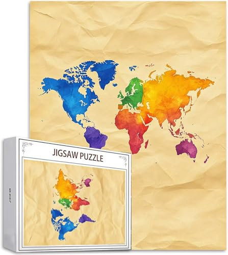 Puzzle 5000 Pièces Adultes Rétro Puzzle Enfant, Puzzles pour Adultes Jeu éducatif Défi Jouets, Puzzles Carte du Monde à Faire soi-même pour Décoration Murale Maison, Jeux d'activités Familiales D-634