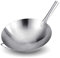 GAOAZHEN Wok in Acciaio Inox con Manico Wok Multiuso a induzione Non Rivestito con Struttura avanzata a 3 Strati per Tutte Le fonti di Calore, Inclusa l'induzione in Argento da 40 cm