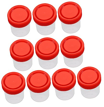 VILLFUL 10pcs 60ml Plastic Sample Cups with Screw Caps, Small Sealed Containers with Lids for Fecal and Sputum Specimen Collection, Medical Lab and Hospital Use