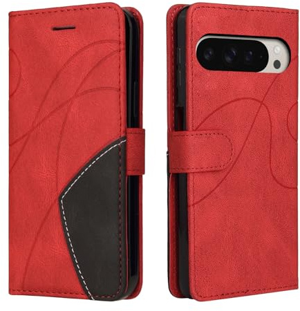 CXTcase Handyhülle für Google Pixel 10 Pro XL Hülle, Rot | PU Lederhülle Klapphülle mit Kartenschlitz & Kickstand, Flip Case Schutzhülle für Google Pixel 10 Pro XL