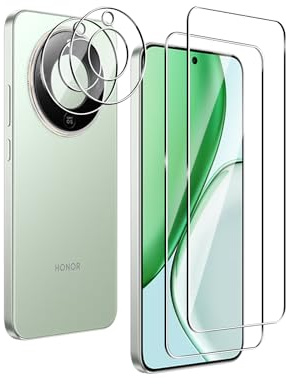 Verre Trempé pour Honor Magic 8 Lite 5G avec Protection Caméra, 2+2 Pièces | 2 Pièces Film Protection écran et 2 Pièces Caméra Arrière Protecteur,Anti-Rayures,Dureté 9H, HD,Sans Bulles, Pose facile