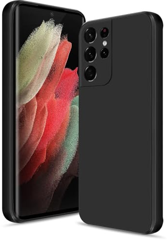 Btstring Coque pour Samsung Galaxy S21 Ultra, Silicone, Noir | Protection de Caméra, Mince Antichoc, Microfibre Douce Anti-Rayures