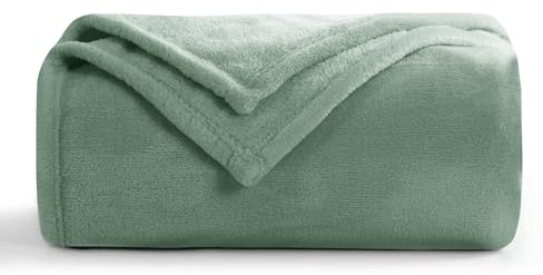 Aisbo Plaid Coperta Pile Singolo - Coperta Morbida Letto Singolo 150x200 cm, Plaid Divano Flanella Coperta Calda Invernale, Fleece Blanket for Sofa and Couch, Verde Salvia