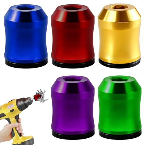 Juego de 5 anillos magnéticos para puntas de destornillador, soporte universal para puntas hexagonales y brocas eléctricas | Anillo magnético extraíble para taladros | Soporte de aleación para tornil