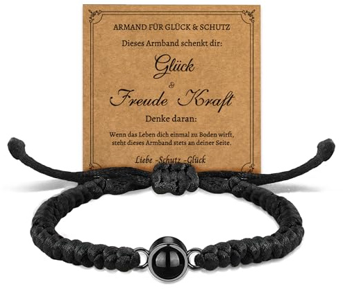 Easycosy Personalisiertes Projektions Armband mit Foto Bild im Stein Herren | maßgeschneidertes Fotoarmband mit eigenem Foto, Geschenke für Männer Frauen Freundin Paare zu Weinachten Hochzeit Geburtstag