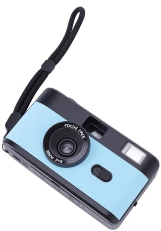 Generic Appareil Photo Argentique 35 Mm Appareil Photo Argentique Rechargeable élégant avec Flash pour Les Amateurs de Photographie Simple pour Diverses Scènes 1 X Pile Sèche AA (Bleu Noir)