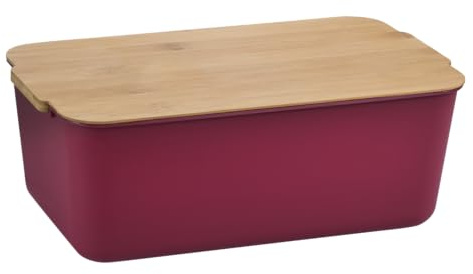 KESPER | Brotbox, Farbe: Beere, Material: Kunststoff (PP), Deckel aus FSC®-zertifiziertem Bambus (FSC® C014021), mit abnehmbarem, beidseitig verwendbarem Schneidebrett, Maße: 31 x 18,5 x 12 cm | 58453