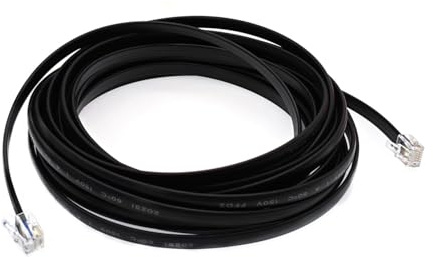 JZK 6M Cable conexión modular plano - RJ12 macho a RJ12 macho (6P6C), para línea fija, fax, TPV