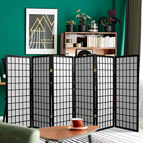 Oriental Furniture Shoji Paravent für Fenster, 122 cm, Schwarz, 6 Paneele